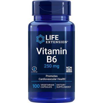 Life Extension Vitamin B6 250mg 100 Gluten Free Vegetarian Caps bottle