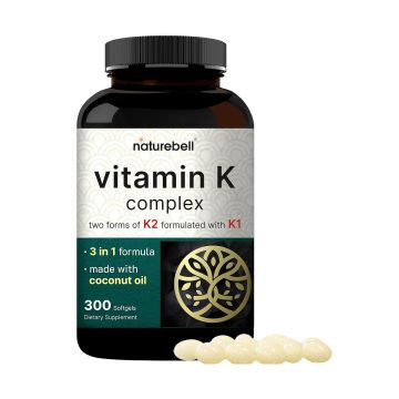 Vitamin K Complex Softgels 2600mcg 300 Coconut Oil Capsules