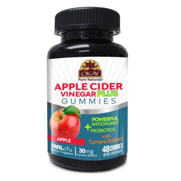 OKAY Gummies Apple Cider Vinegar Plus 48 Count Apple Flavor Probiotics bottle