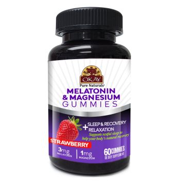 OKAY Gummies Melatonin Magnesium 60 Count Strawberry Sleep Support bottle