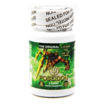 Poseidon Platinum Green 3500mg Male Supplement 6 Pills Bottle
