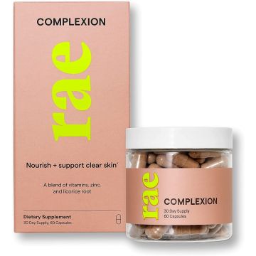 Rae Wellness Complexion clear skin support 60 vegan capsules front view
