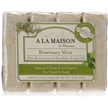 Rosemary Mint Natural Moisturizing Bar Soap 4 Ct 3.5 Oz A La Maison front