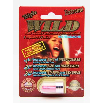 Triple Extreme Wild 1750mg male enhancement capsule package
