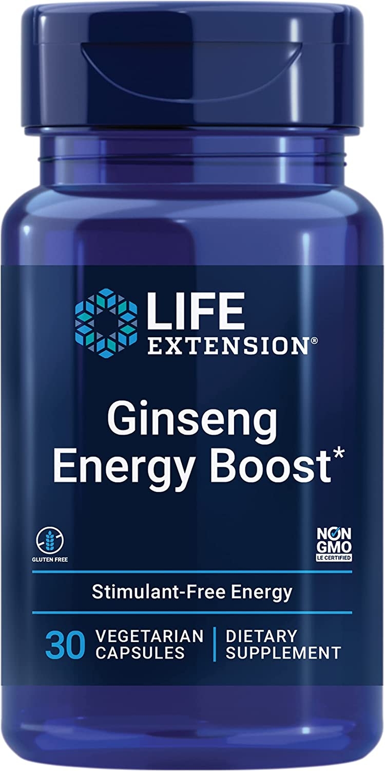 Life Extension Ginseng Energy Boost bottle, 30 vegetarian capsules