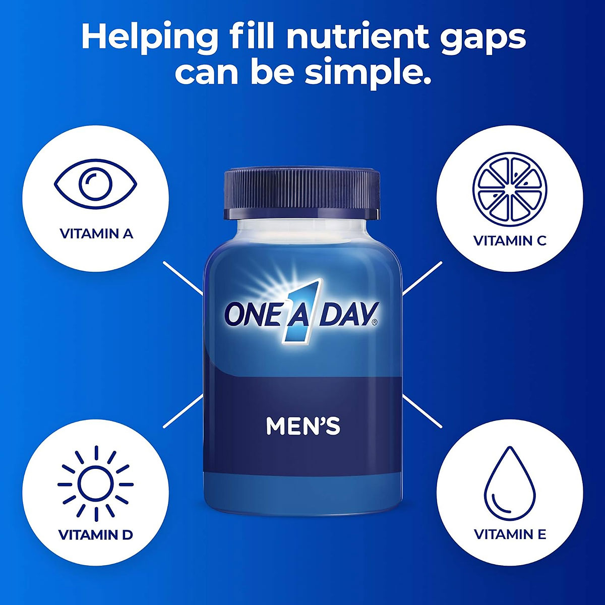 One A Day Men's Multivitamin with heart health and immune support labelling