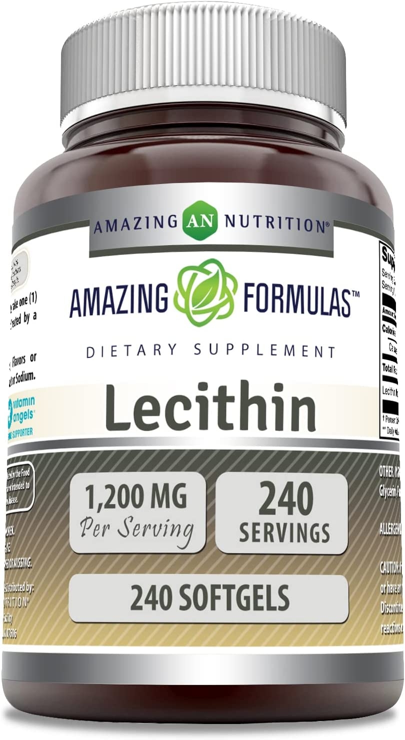Amazing Formulas Lecithin Dietary Supplement 1200mg, 240 softgels bottle