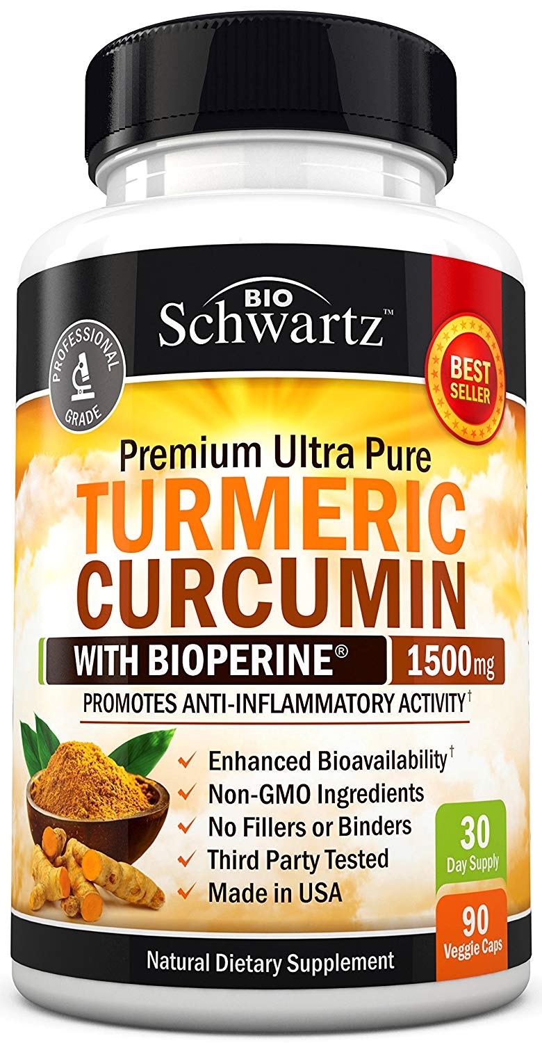 Turmeric Curcumin Bioperine 1500mg joint support supplement bottle